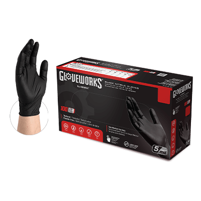 Gloveworks® Industrial Black Nitrile Gloves (Case of 1000)