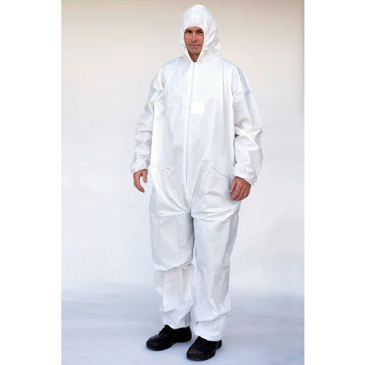 Suntech Coveralls - Zipper Front with Hood, ElasticWrists & Ankles. White (Case of 25)