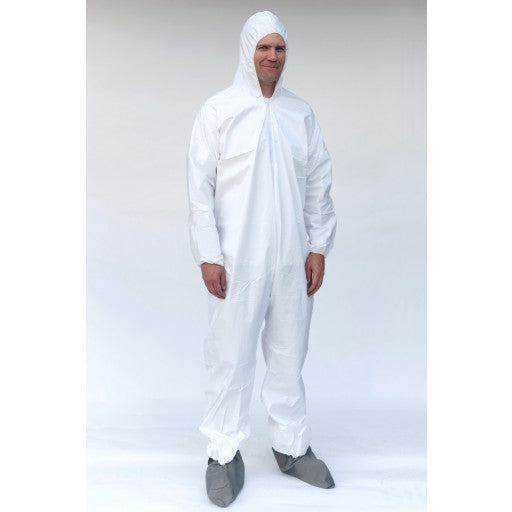 Suntech Coveralls - Coverall, Zipper Front with Hood, Boot, Elastic Wrists. White (Case of 25)